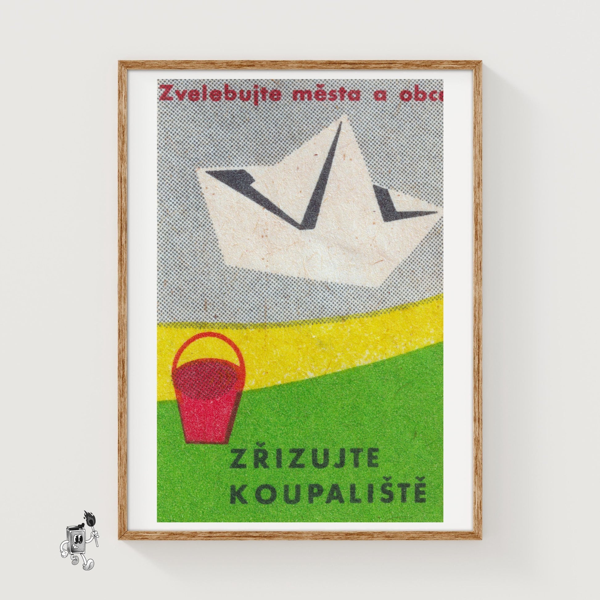 Paper Boat - vintage matchbox label print
