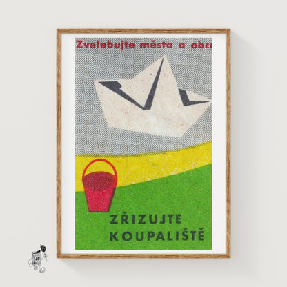 Paper Boat - vintage matchbox label print