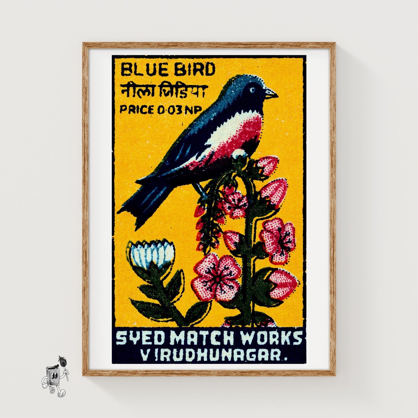 Blue Bird - vintage matchbox label print