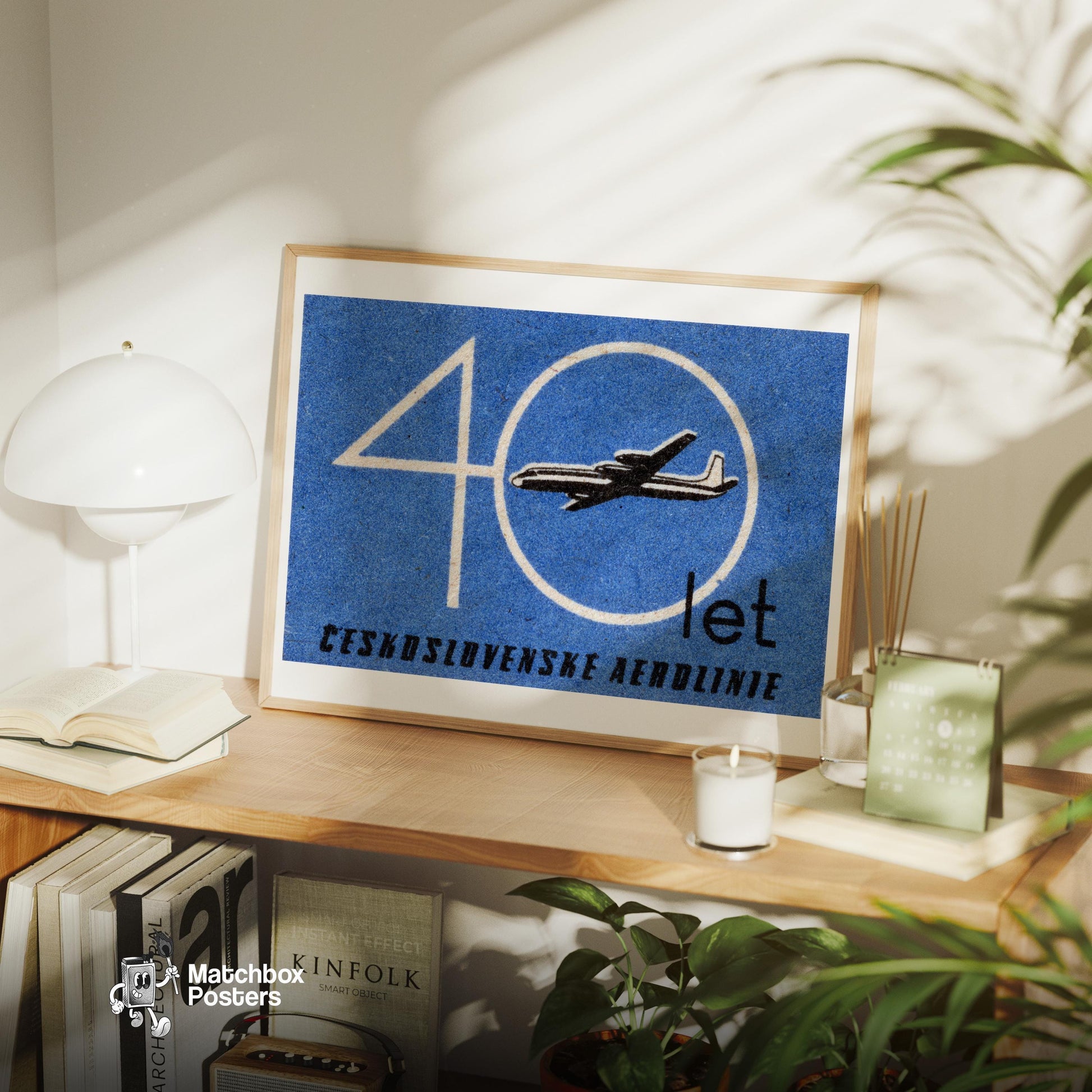 Czechoslovak Airlines 40th Anniversary Matchbox - vintage matchbox label print - office wall