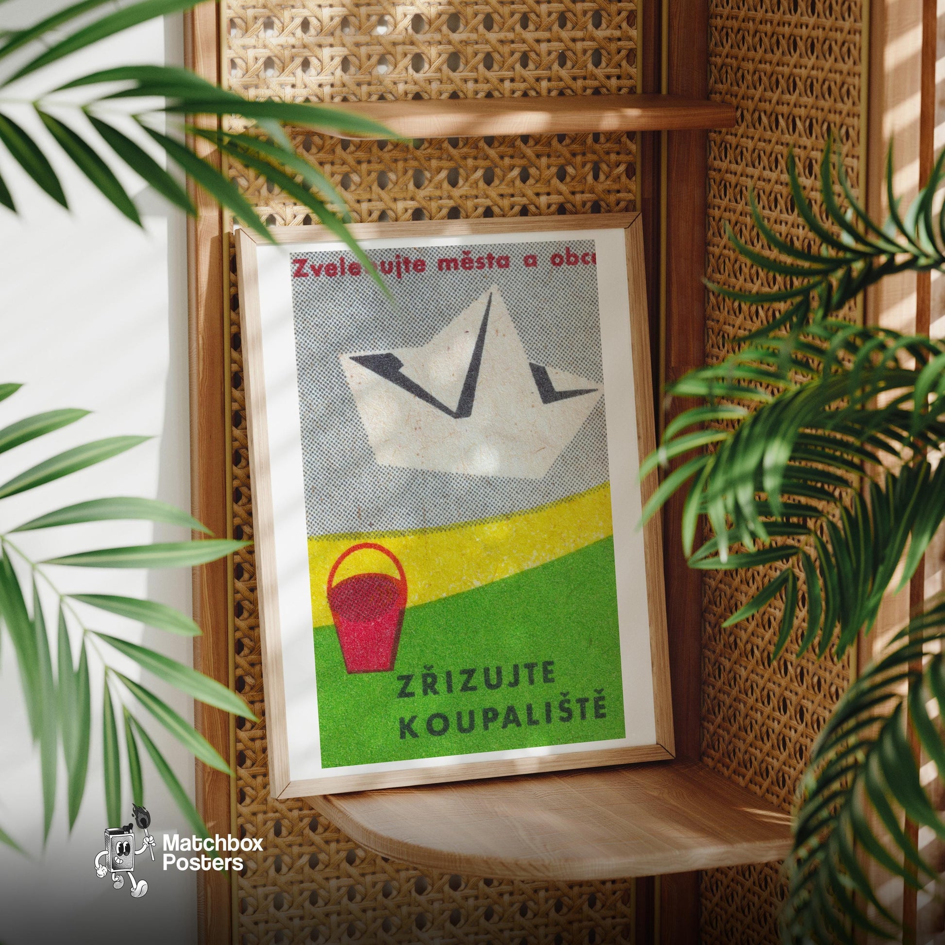 Paper Boat - vintage matchbox label print - office wall