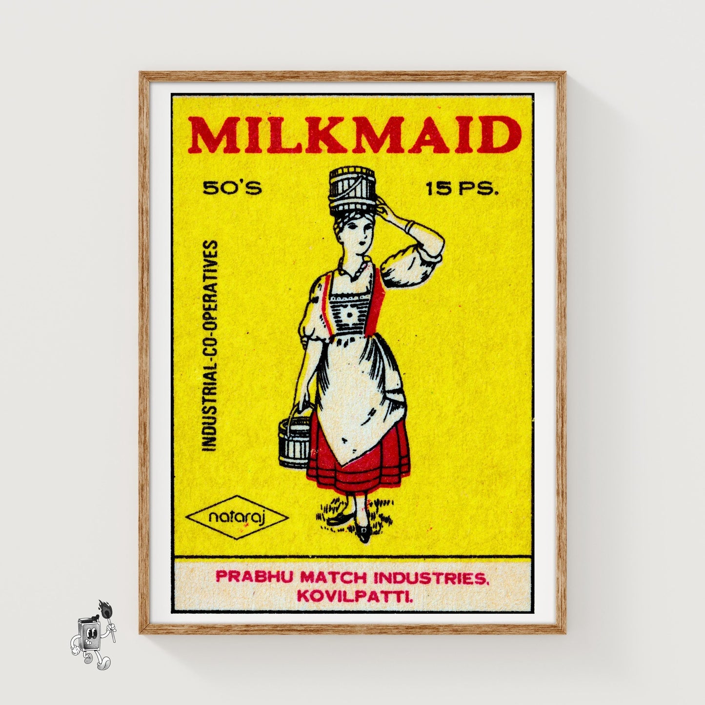 Milkmaid - vintage matchbox label print