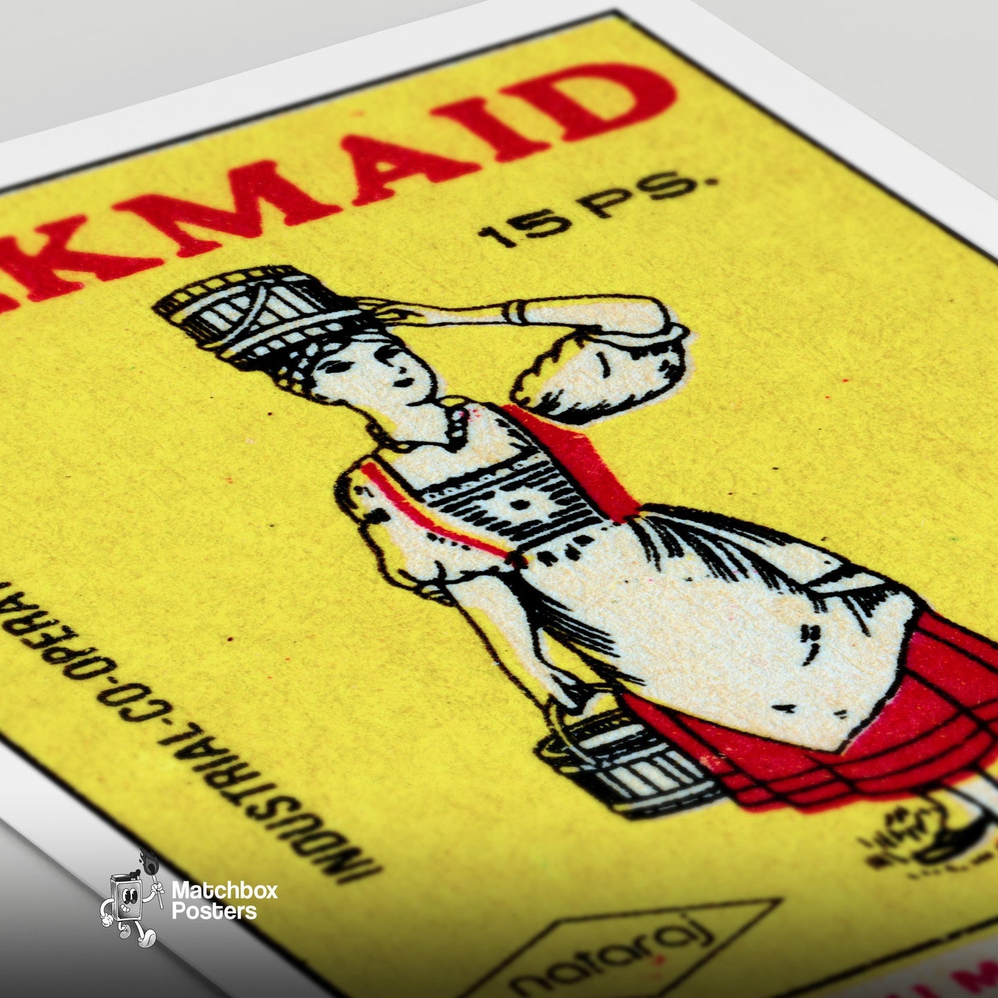 Milkmaid - vintage matchbox label print - close-up detail