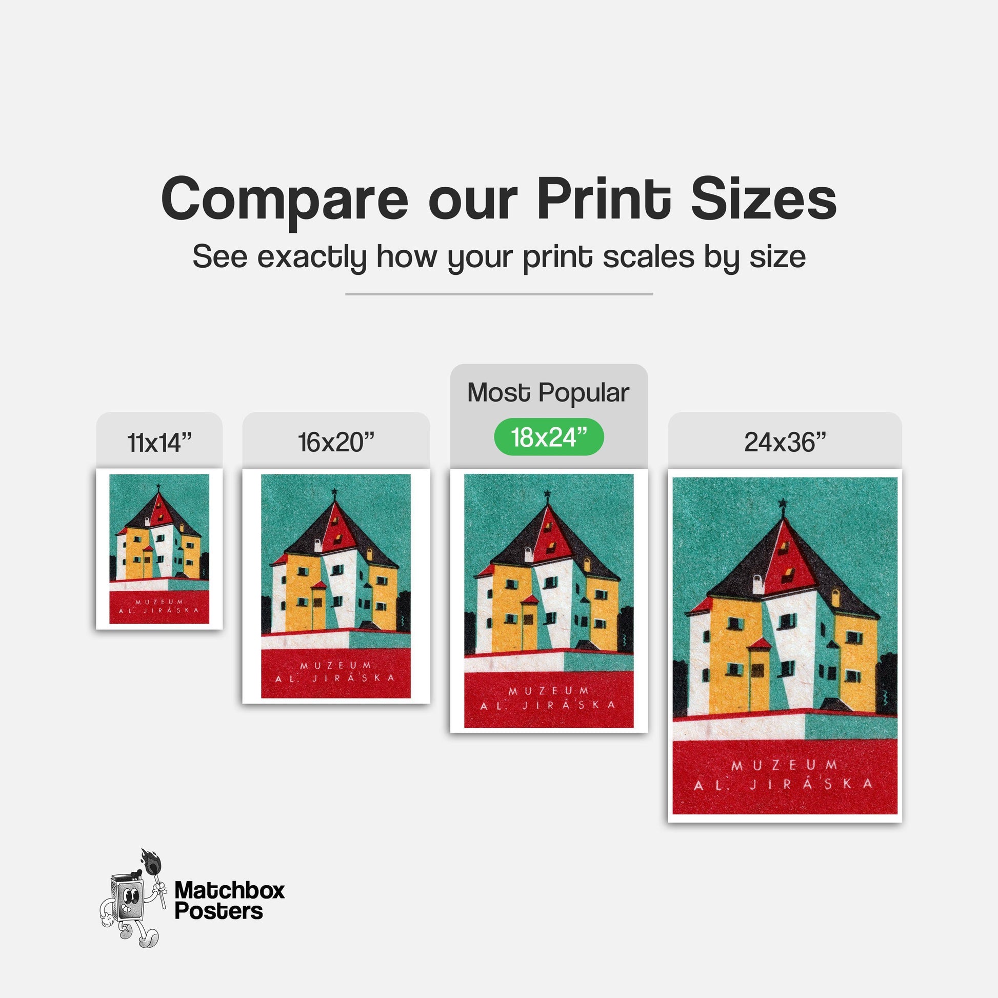 Museum Building - vintage matchbox label print - gallery wall preview