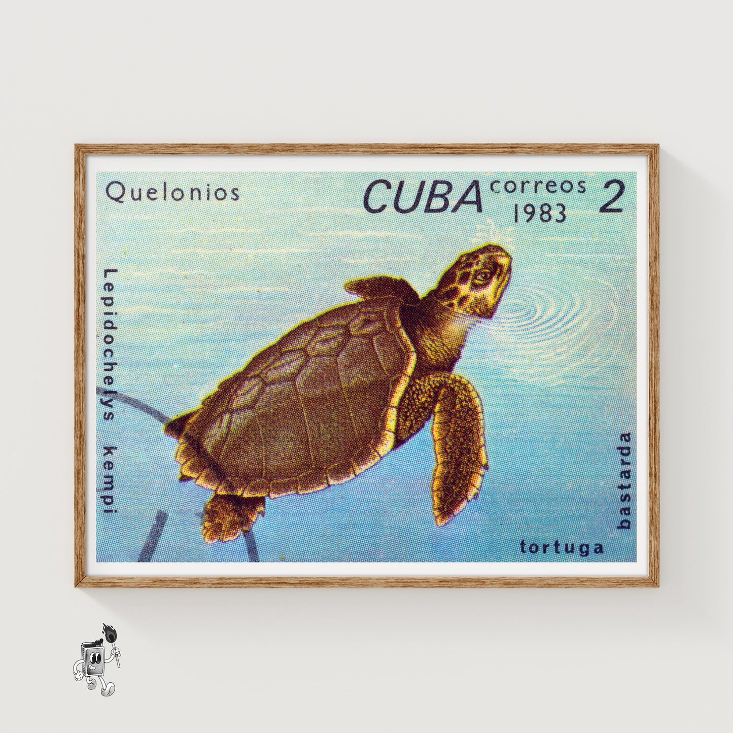 Sea Turtle - vintage matchbox label print