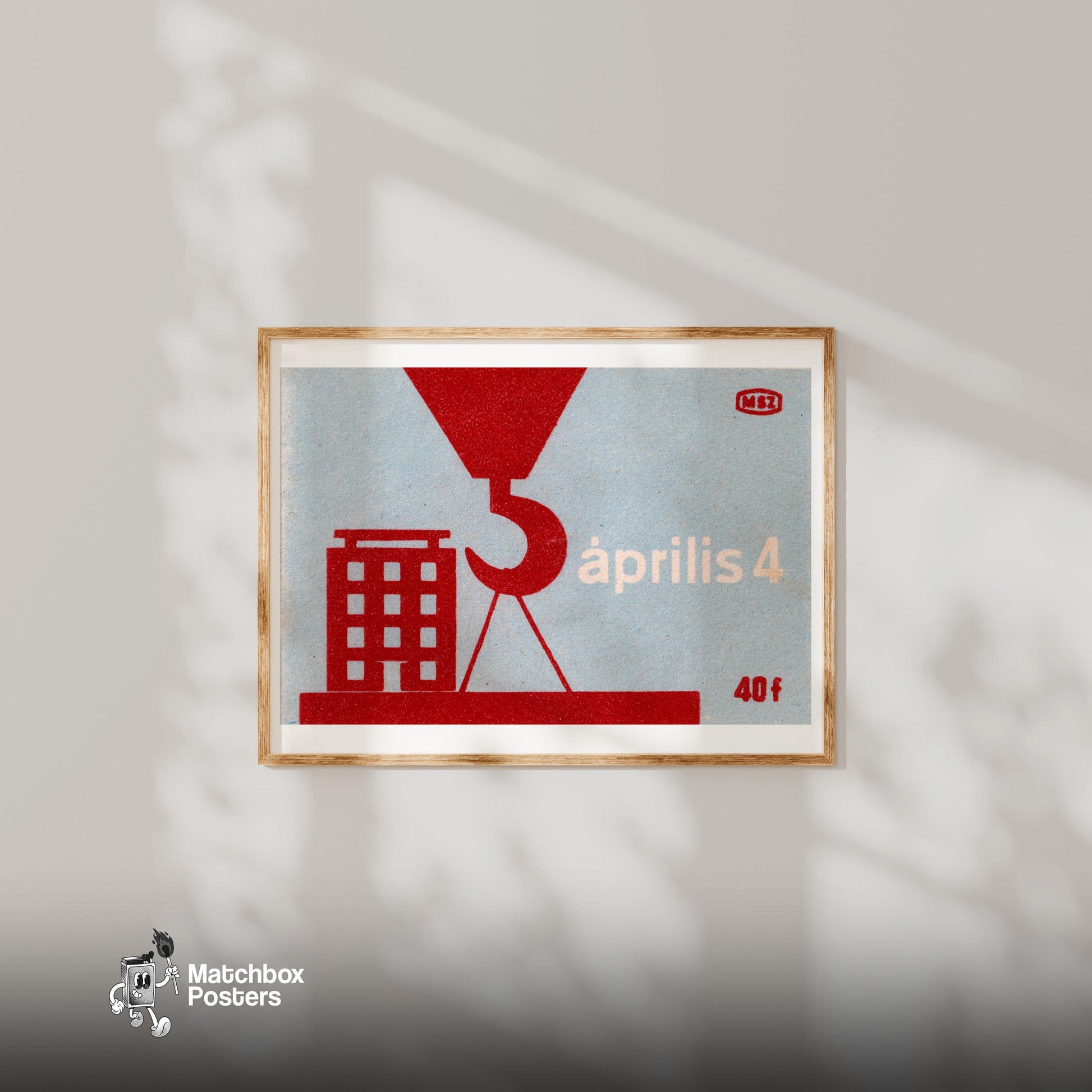 Construction Site - vintage matchbox label print - bedroom mockup