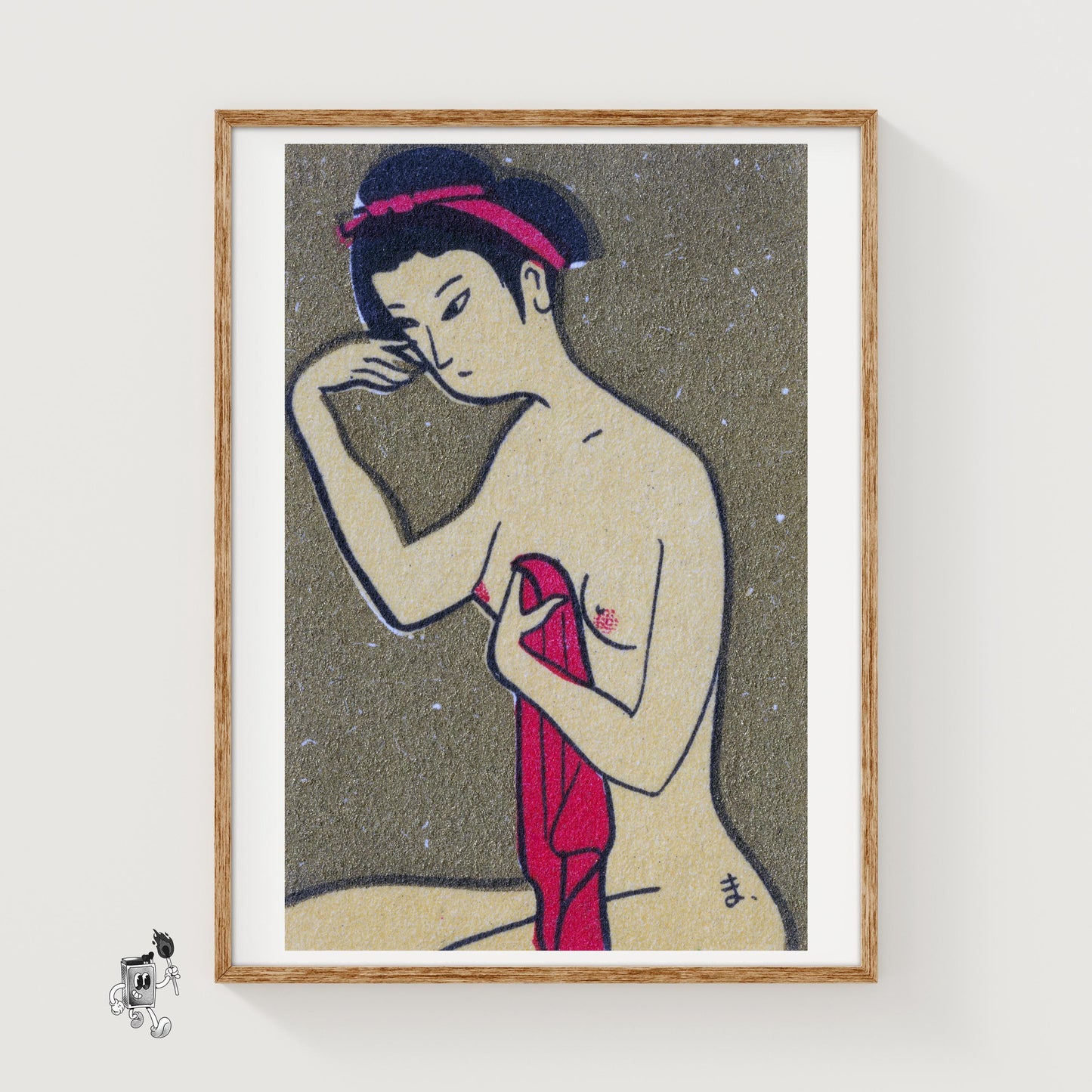 Sad Woman - vintage matchbox label print