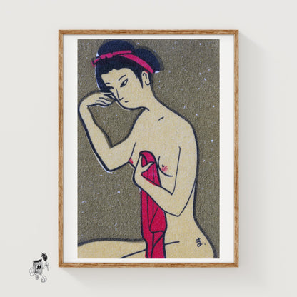 Sad Woman - vintage matchbox label print