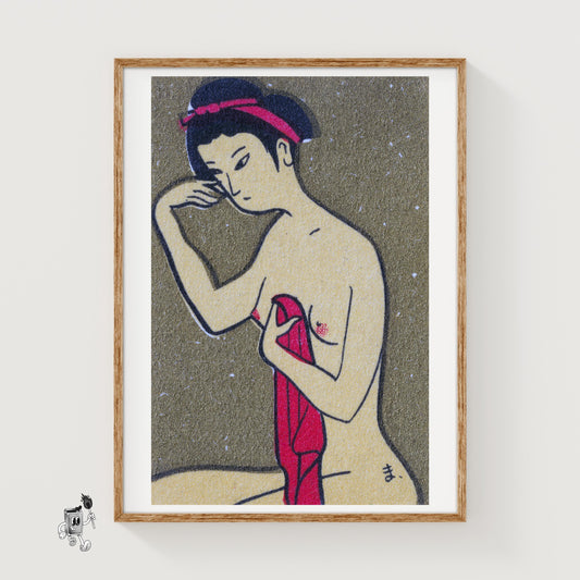 Sad Woman - vintage matchbox label print