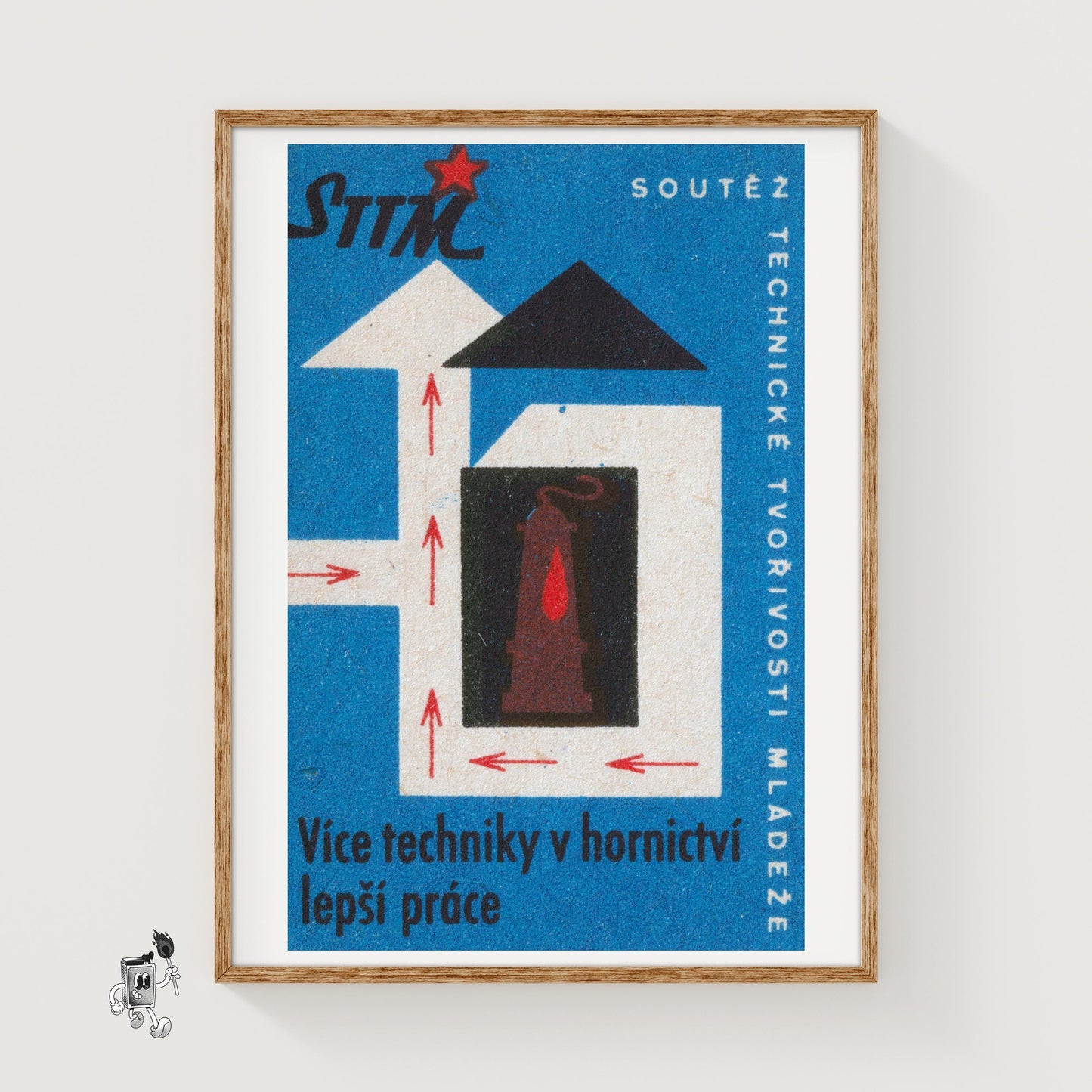 Heating the Home - vintage matchbox label print