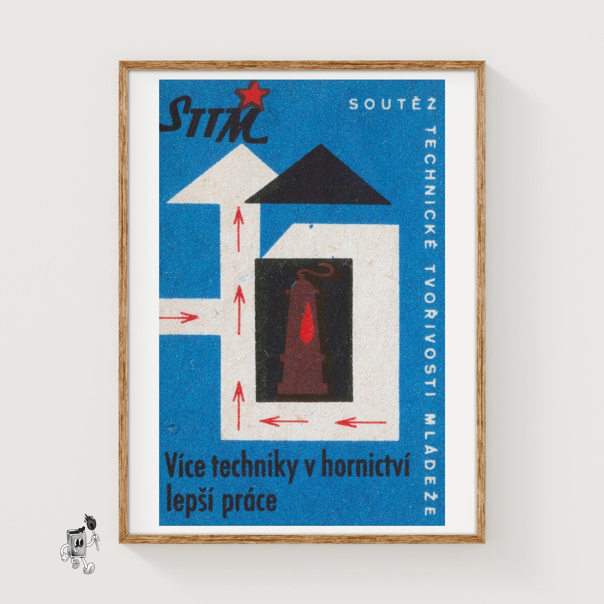 Heating the Home - vintage matchbox label print