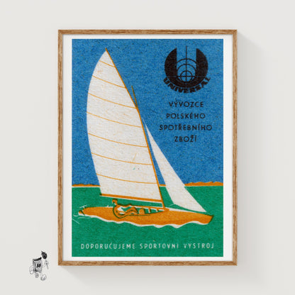 Sailboat - vintage matchbox label print