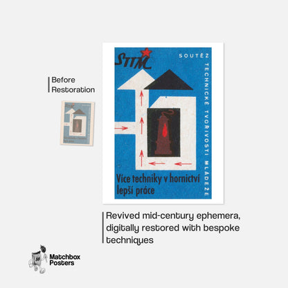 Heating the Home - vintage matchbox label print - framed wall art preview