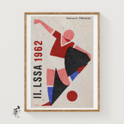 Soccer Player - vintage matchbox label print