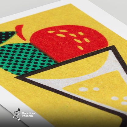 Fruit Juice - vintage matchbox label print - close-up detail