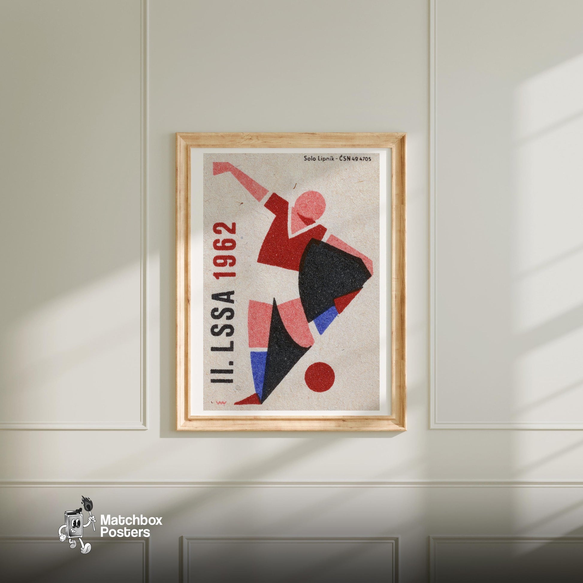 Soccer Player - vintage matchbox label print - bedroom mockup
