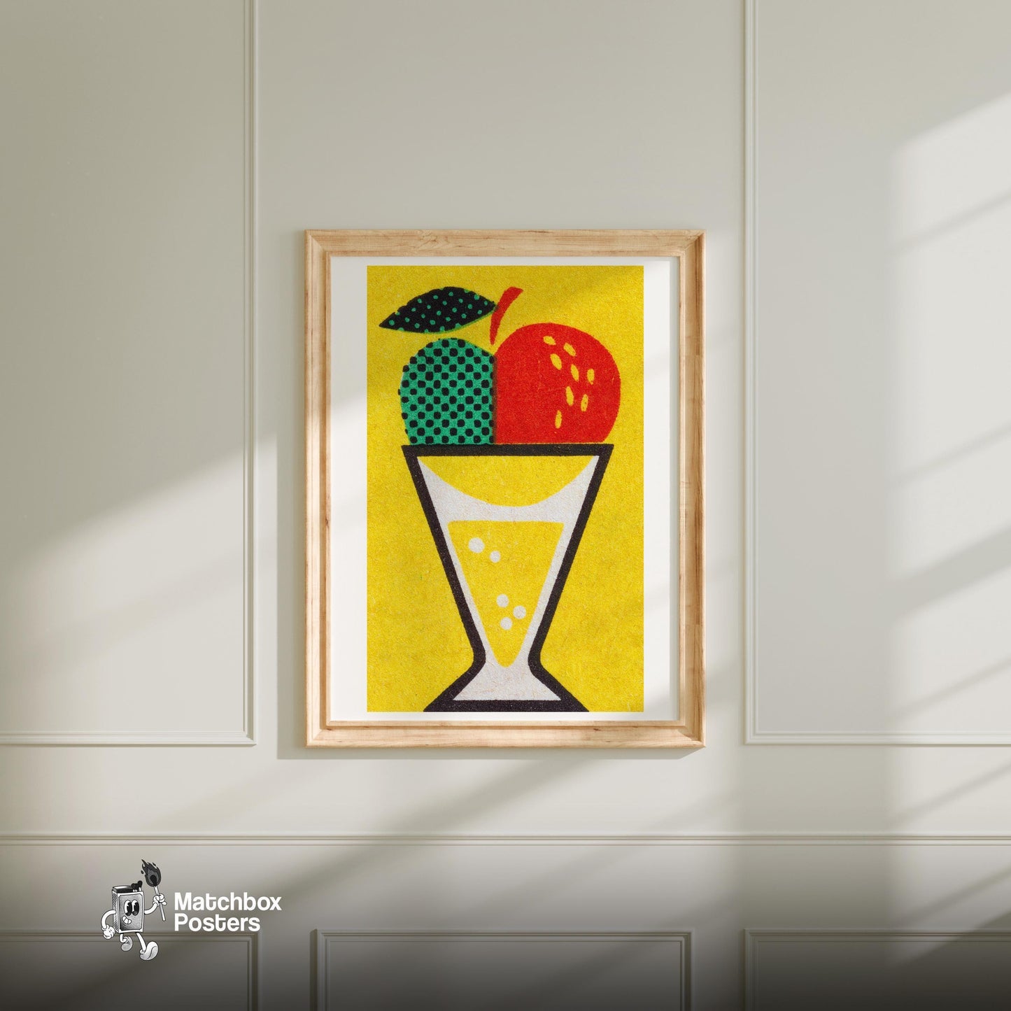 Fruit Juice - vintage matchbox label print - bedroom mockup
