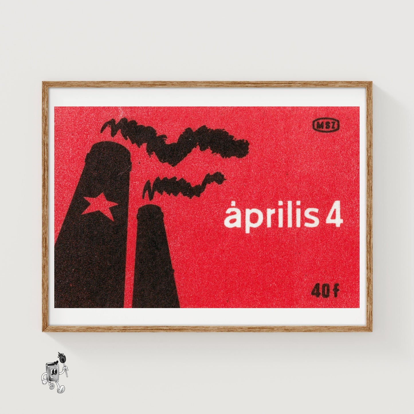 Factory Smokestacks - vintage matchbox label print