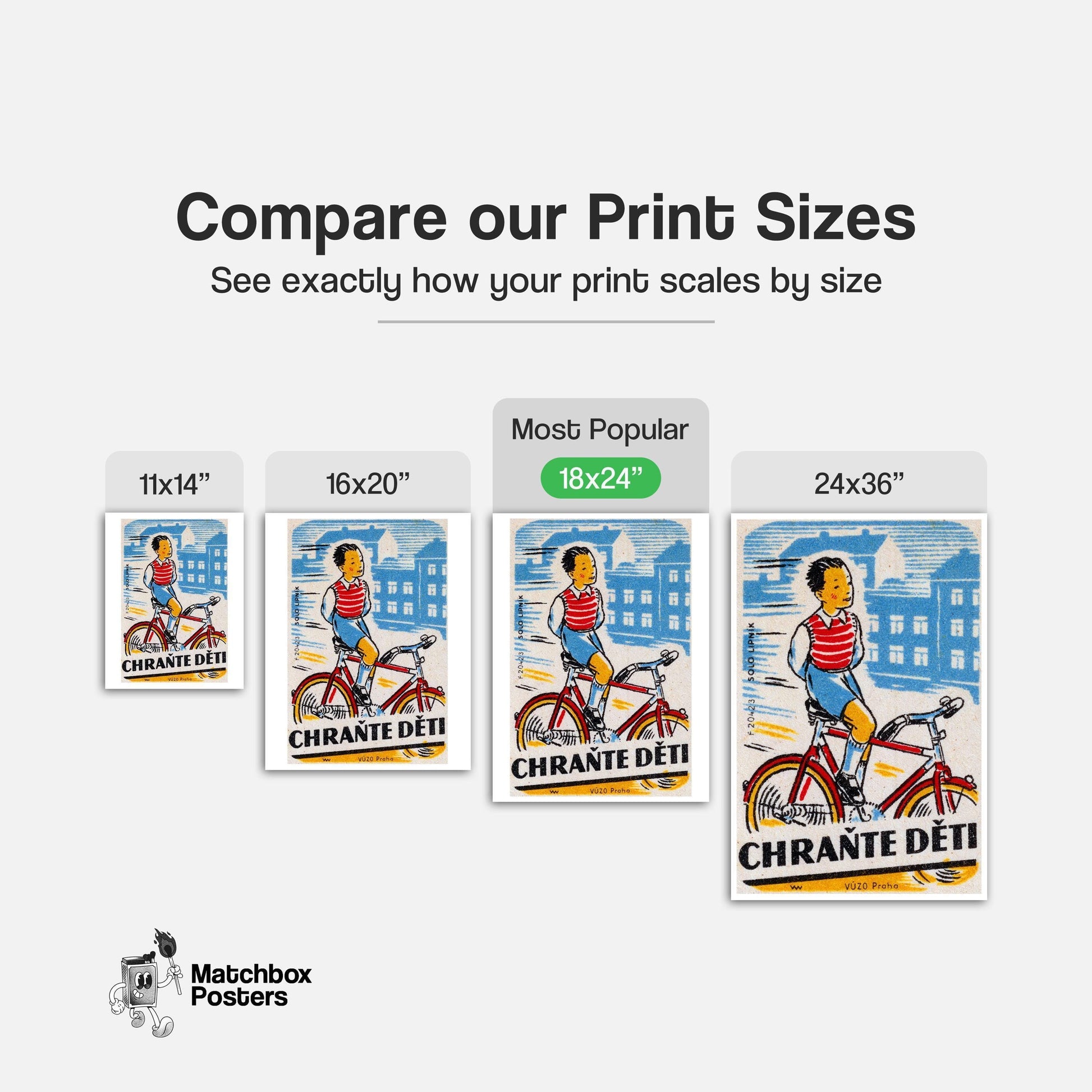 Boy Cycling - vintage matchbox label print - gallery wall preview