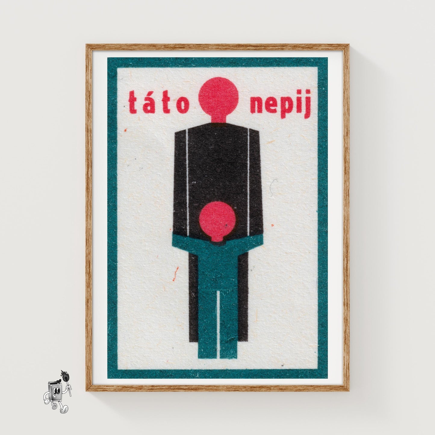 Father and Son - vintage matchbox label print