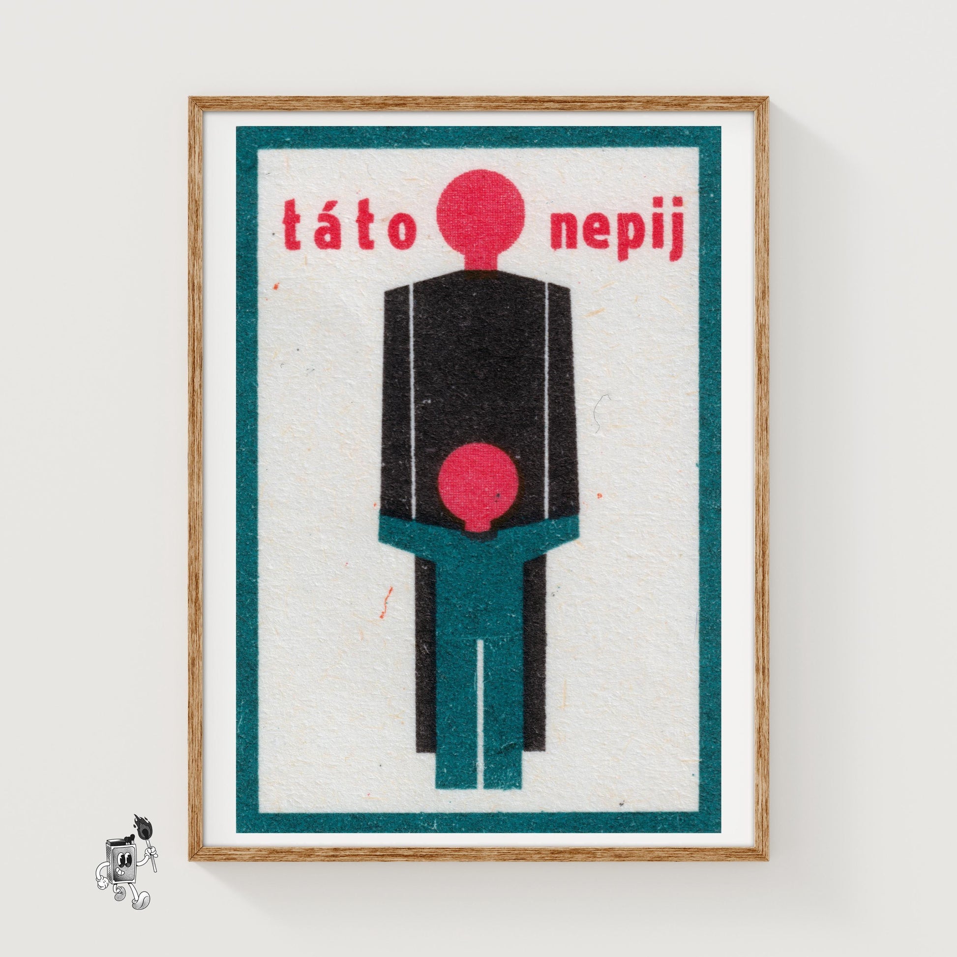Father and Son - vintage matchbox label print