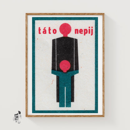 Father and Son - vintage matchbox label print