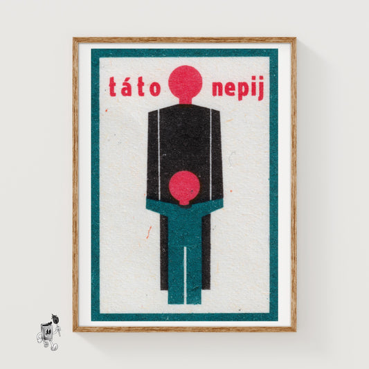 Father and Son - vintage matchbox label print