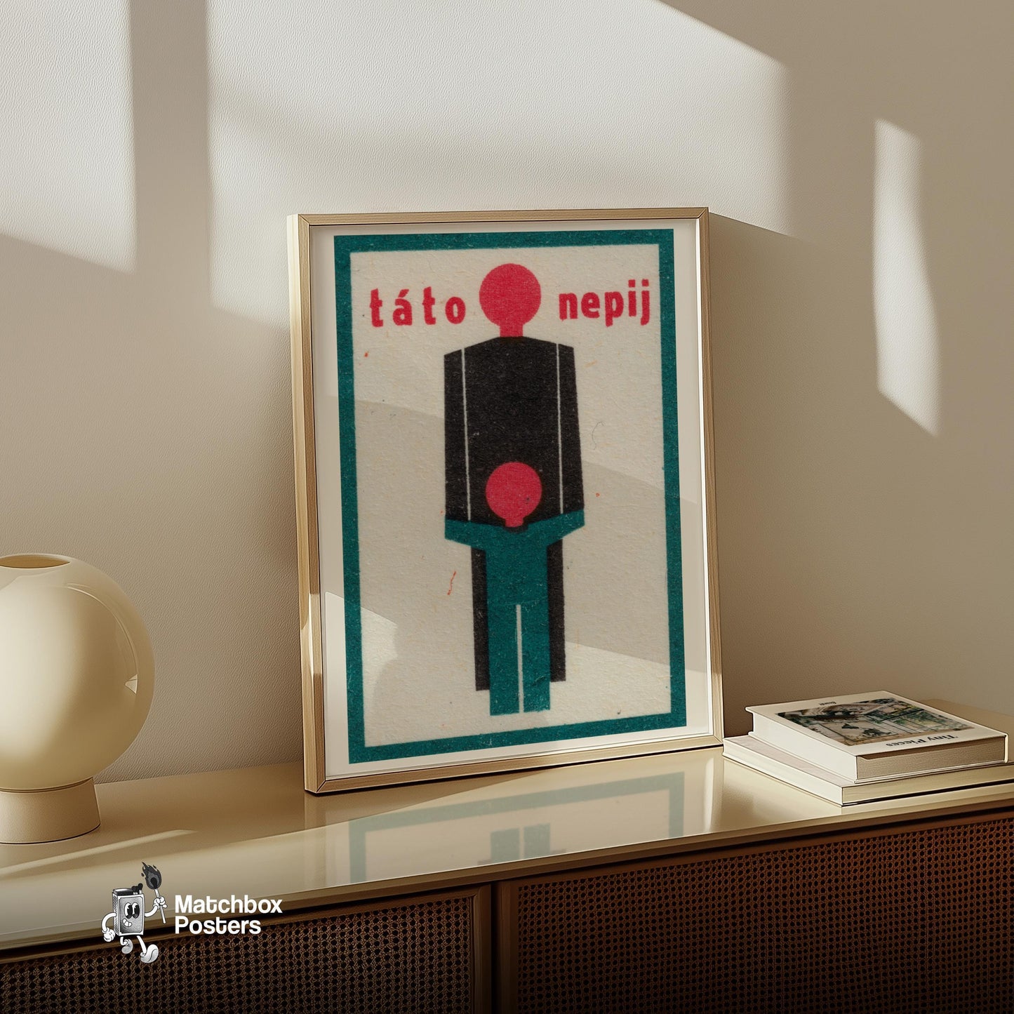 Father and Son - vintage matchbox label print - size comparison