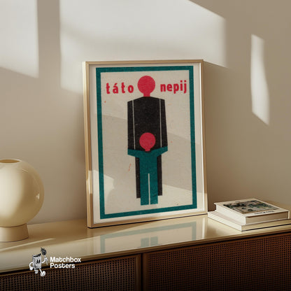 Father and Son - vintage matchbox label print - size comparison