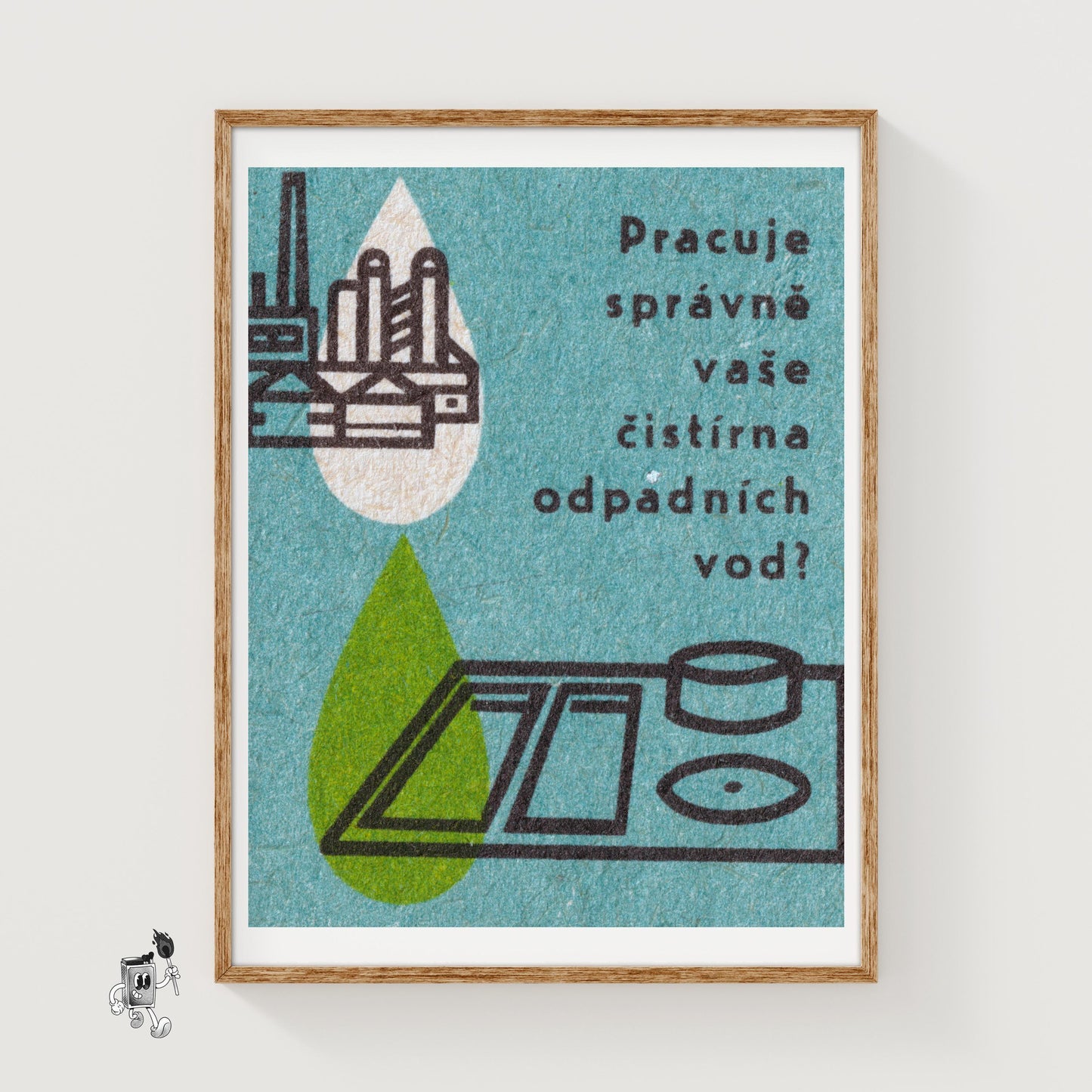 Water Treatment Plant - vintage matchbox label print