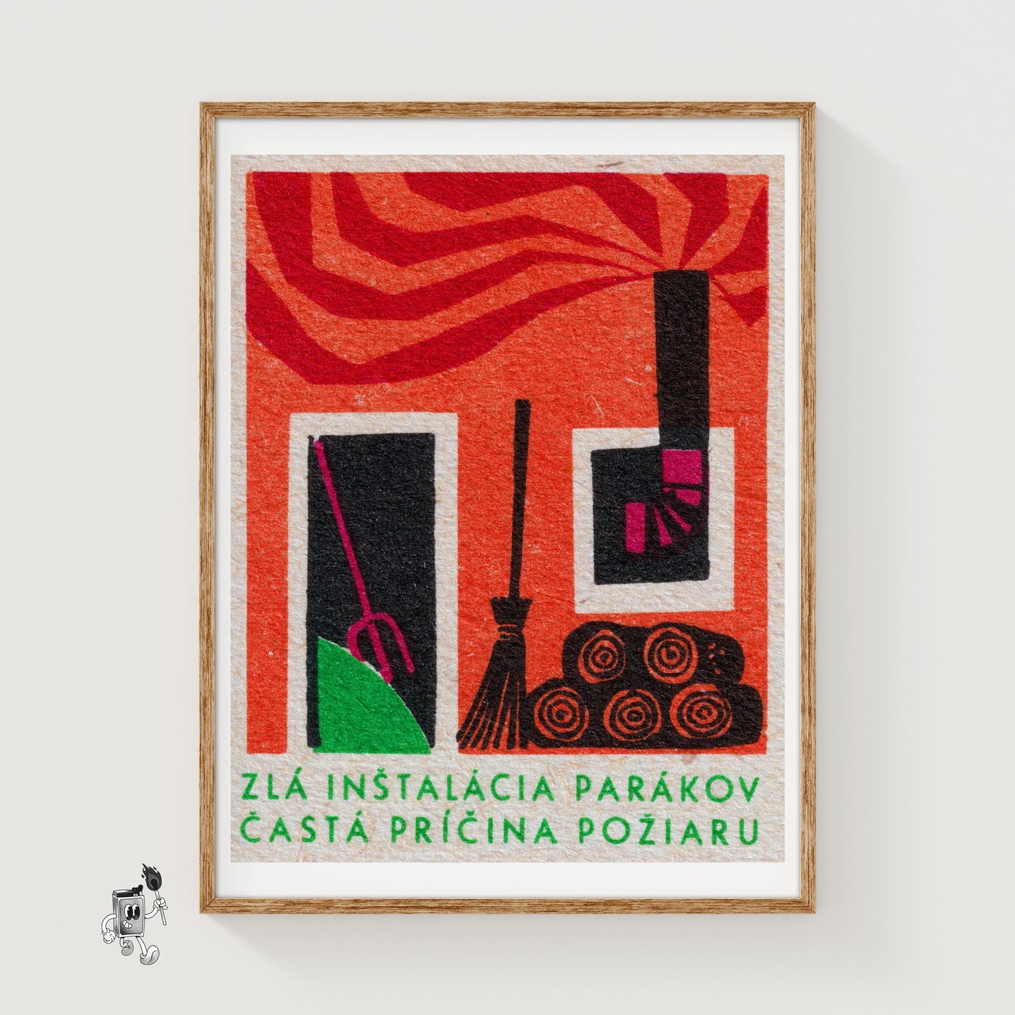 Abstract Representation Of Fire Hazards - vintage matchbox label print