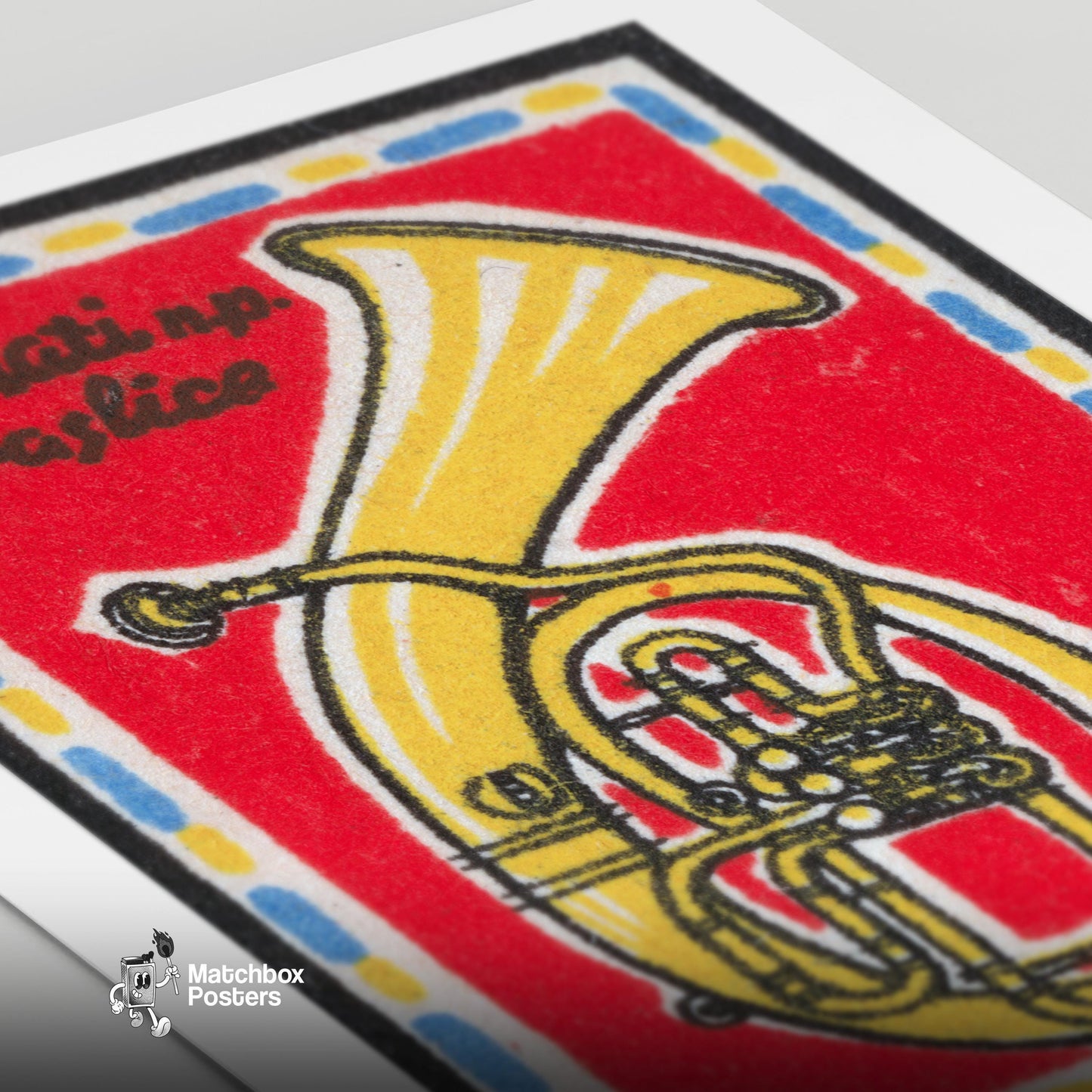 Tuba - vintage matchbox label print - close-up detail