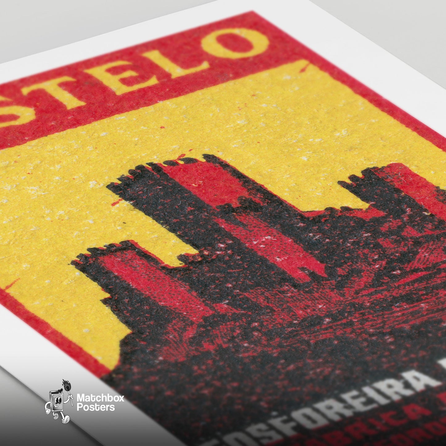 Castle - vintage matchbox label print - close-up detail