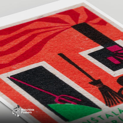 Abstract Representation Of Fire Hazards - vintage matchbox label print - close-up detail
