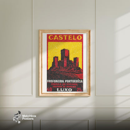 Castle - vintage matchbox label print - bedroom mockup