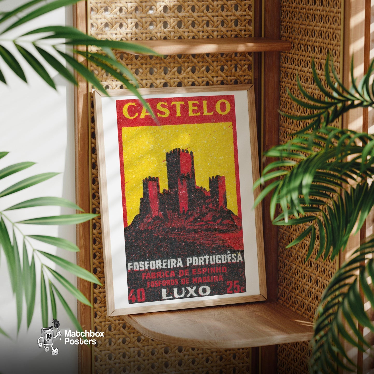 Castle - vintage matchbox label print - office wall