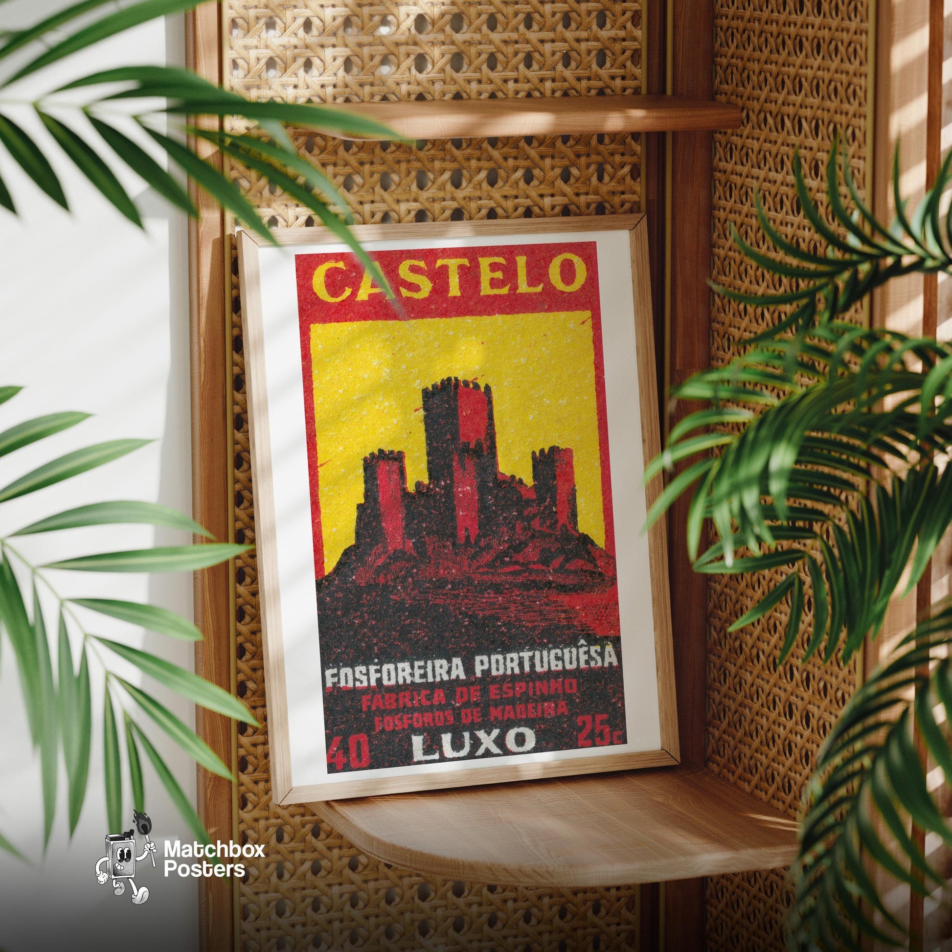 Castle - vintage matchbox label print - office wall
