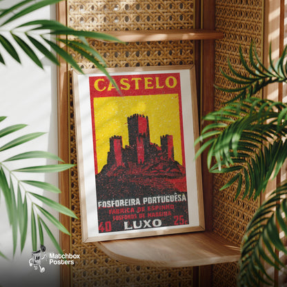 Castle - vintage matchbox label print - office wall