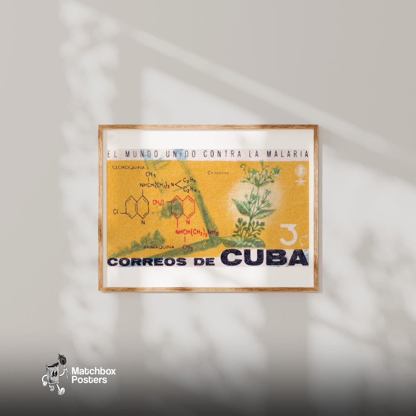 Malaria Prevention - vintage matchbox label print - bedroom mockup
