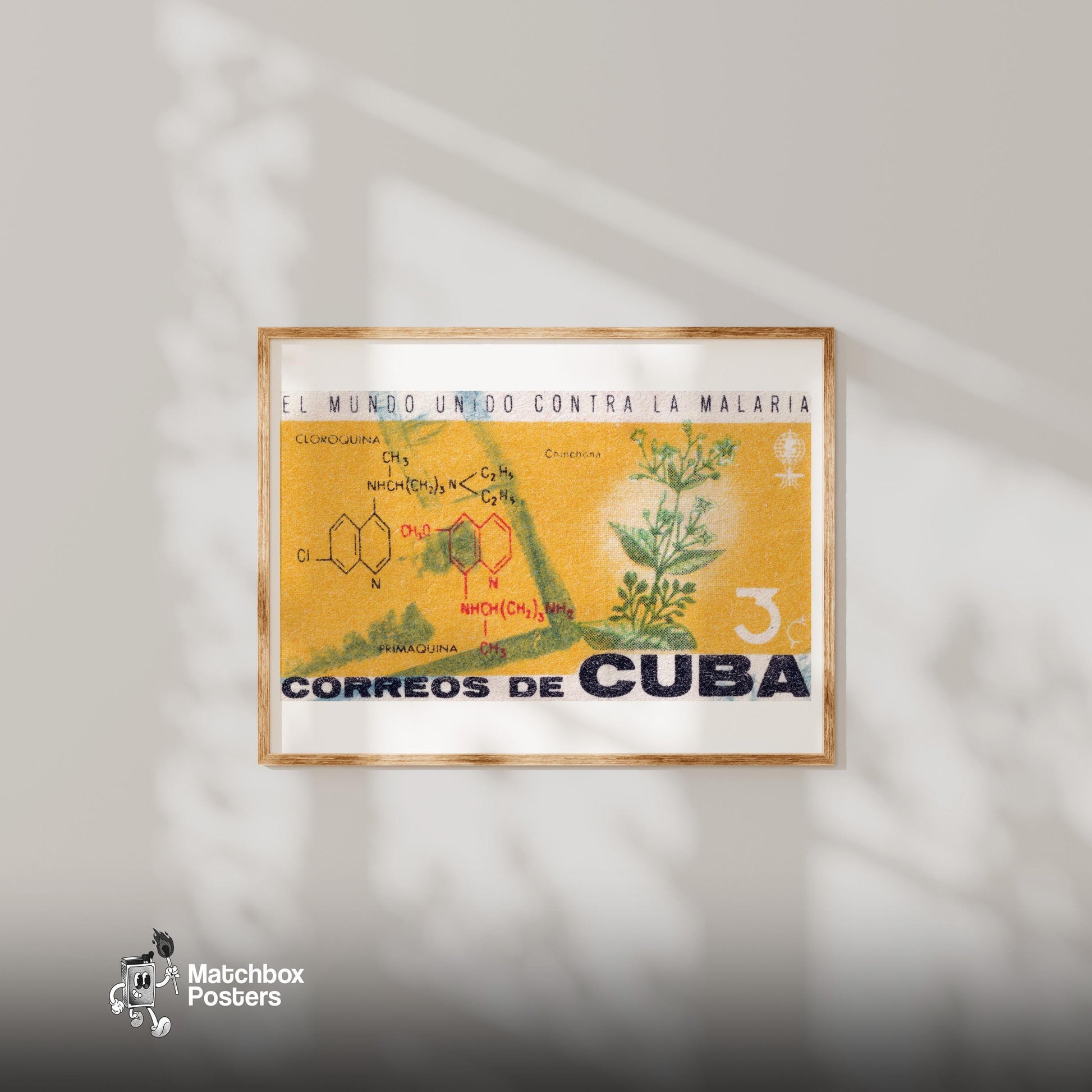 Malaria Prevention - vintage matchbox label print - bedroom mockup