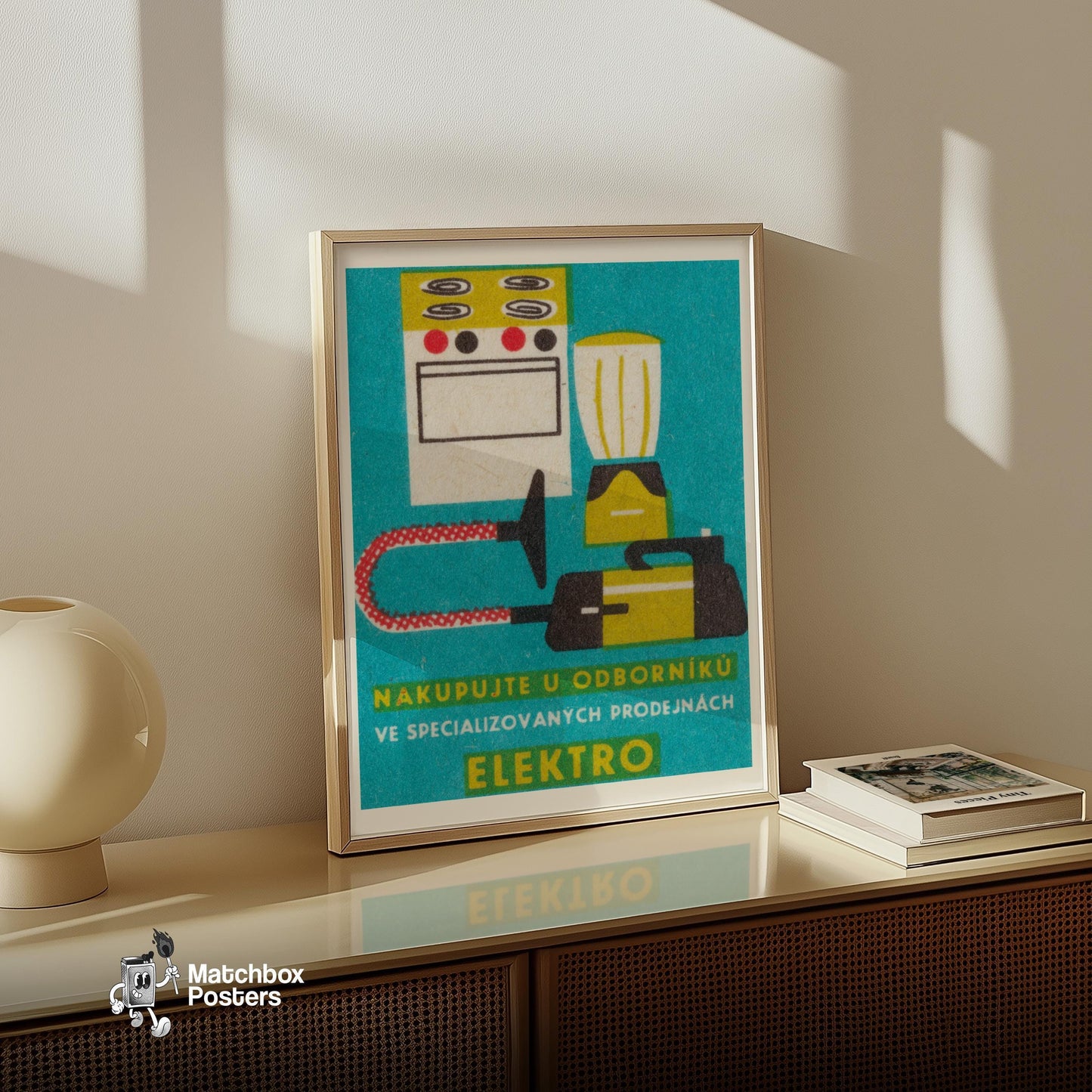 Electric Appliances - vintage matchbox label print - size comparison