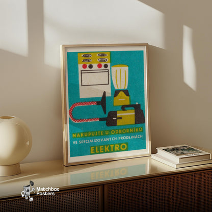 Electric Appliances - vintage matchbox label print - size comparison