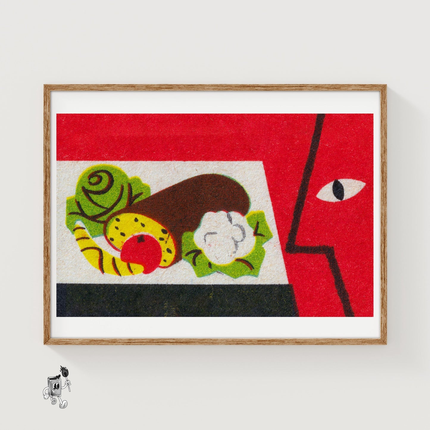 Food and Face - vintage matchbox label print