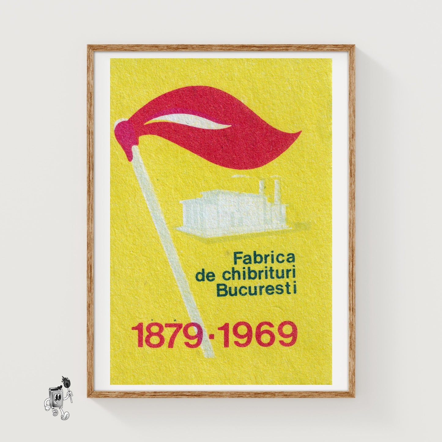 Stylized Factory Romania - vintage matchbox label print