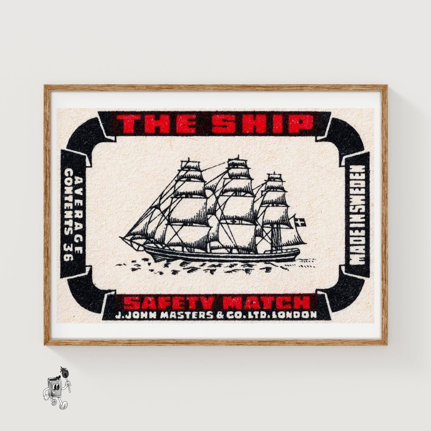Sailing Ship - vintage matchbox label print