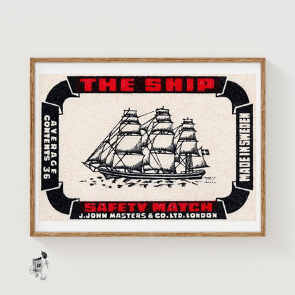Sailing Ship - vintage matchbox label print