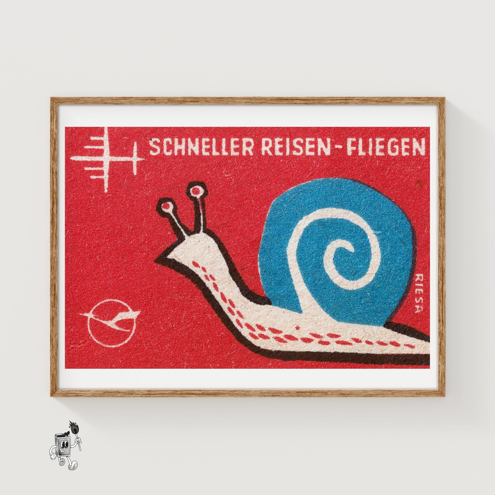 Blue Snail - vintage matchbox label print