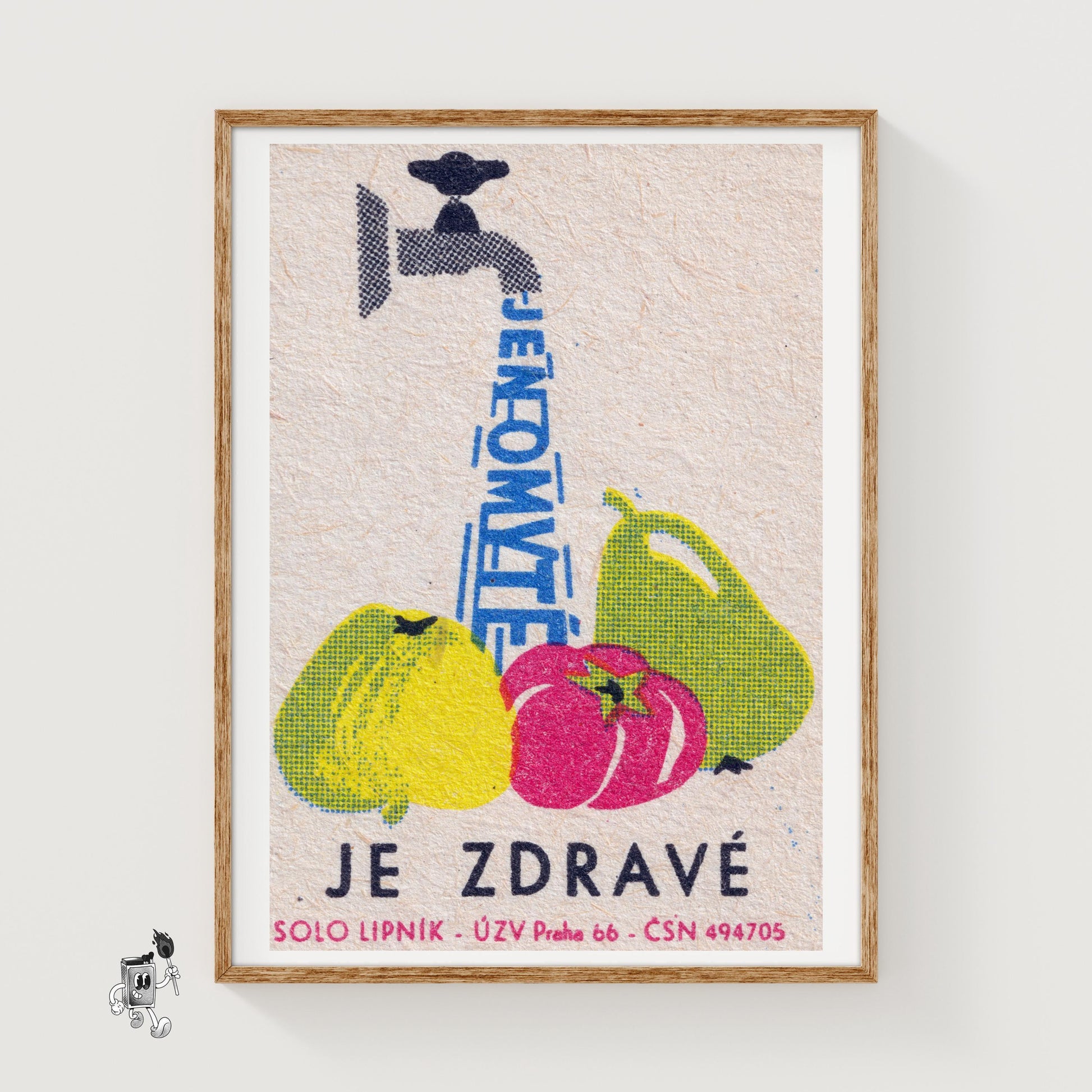 Wash Your Vegetables - vintage matchbox label print