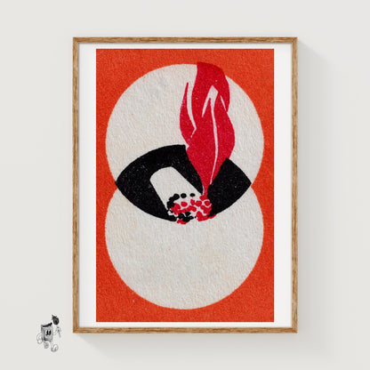 Abstract Flame - vintage matchbox label print