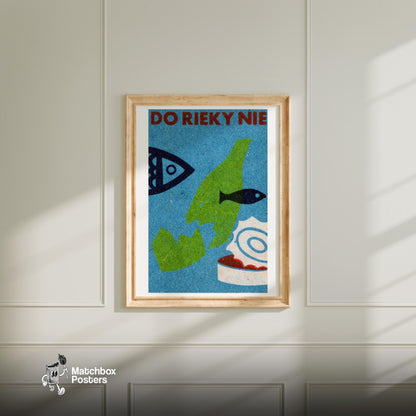 Fish Motif - vintage matchbox label print - bedroom mockup